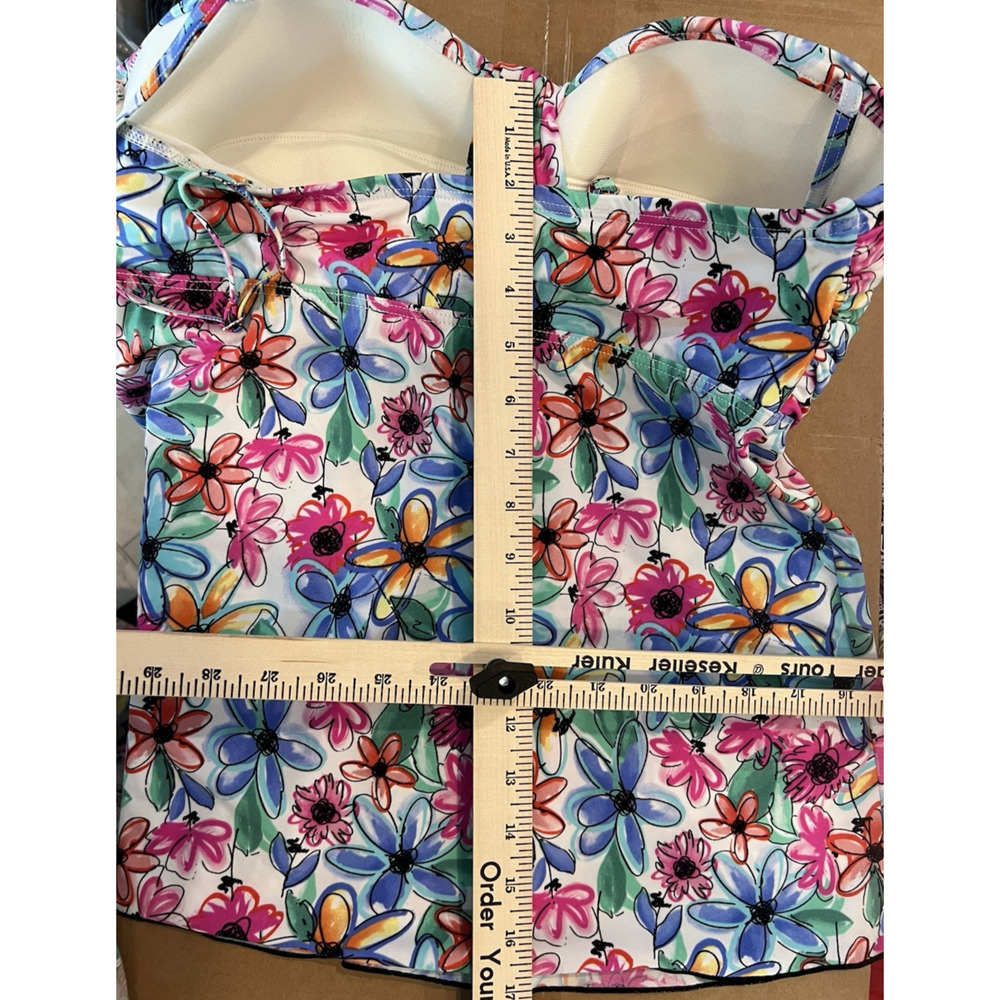 FIT 4 UR Tummy TOPAZ Waterfall Bathing Suit TOP Size 14 Flowers Pool Beach NWT - Picture 11 of 12